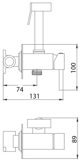 Baterie de bideu cu duș pentru instalare ascunsă Aqualine negru mat