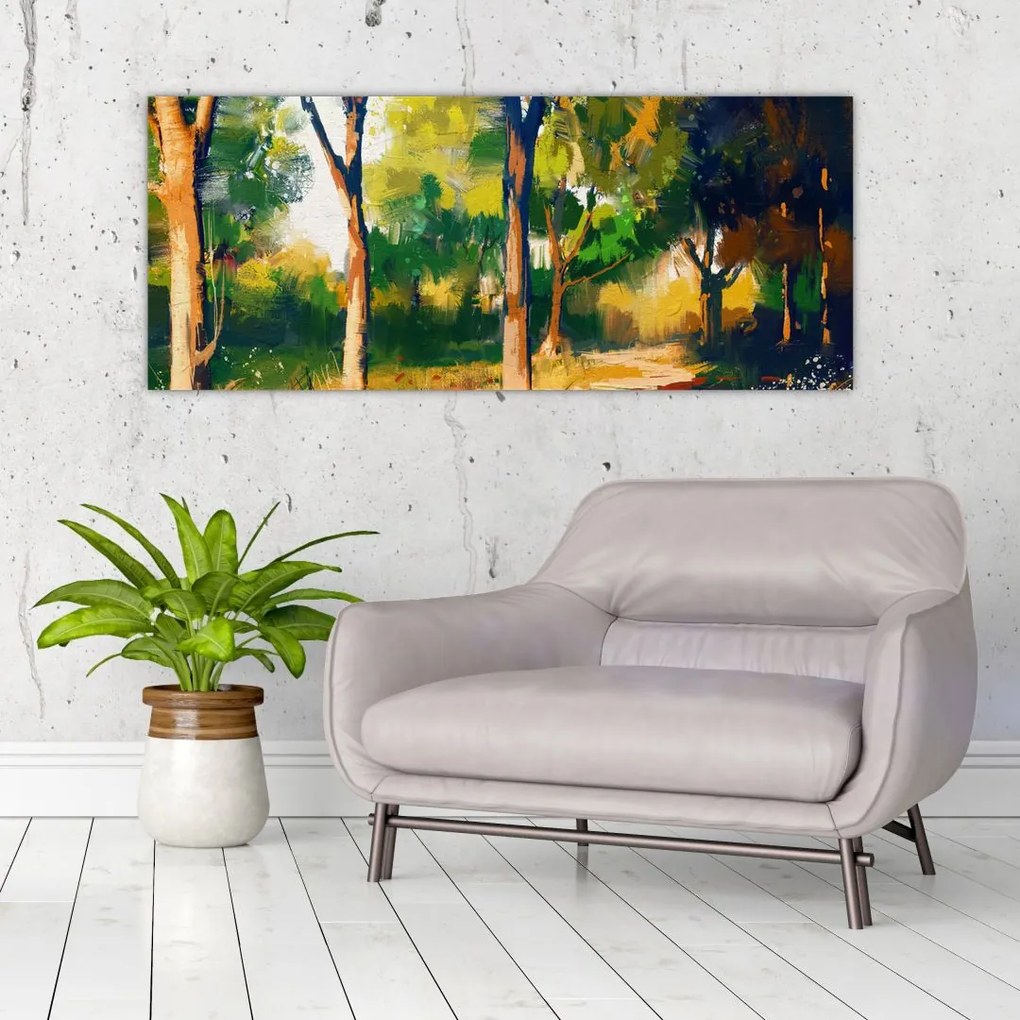 Tablou - Pădure de vară însorită, pictură (120x50 cm)