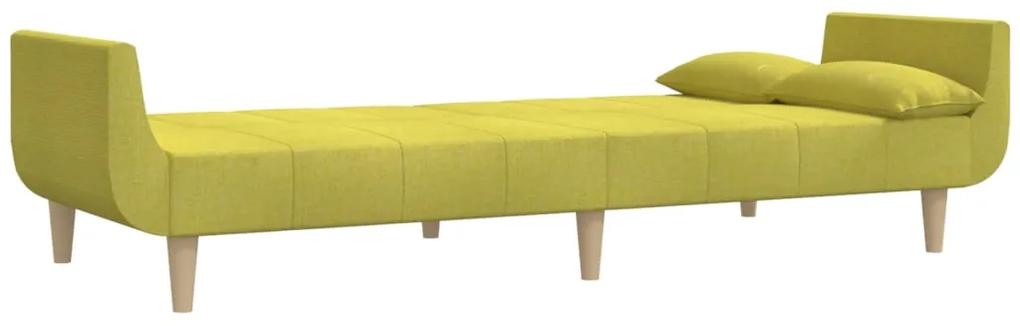 Canapea extensibila cu 2 locuri,taburet2 perne,textil,verde Verde, Cu scaunel pentru picioare