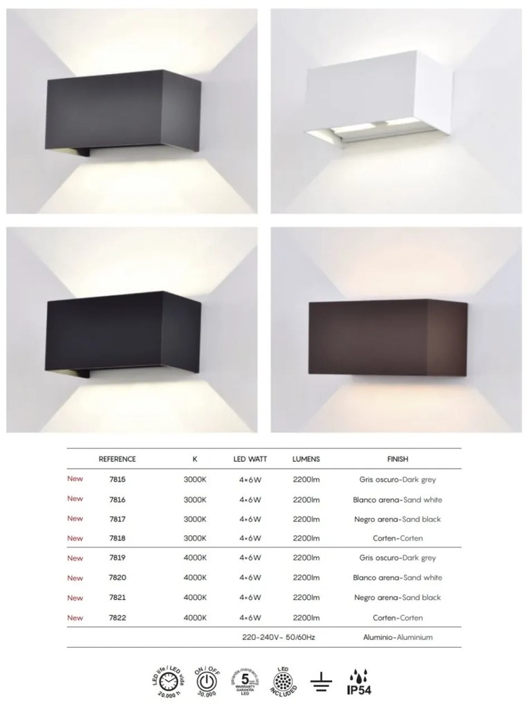 Aplica LED de perete iluminat exterior ambiental IP54 DAVOS DOUBLE