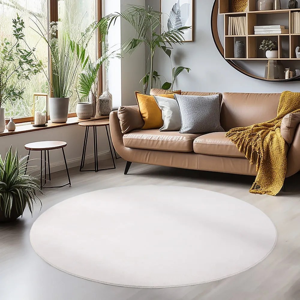 Covor crem lavabil rotund ø 120 cm Sky – Ayyildiz Carpets