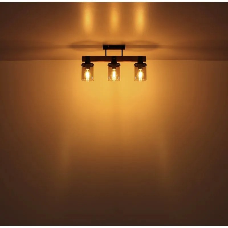 Plafoniera 3L design industrial Lila negru, maro