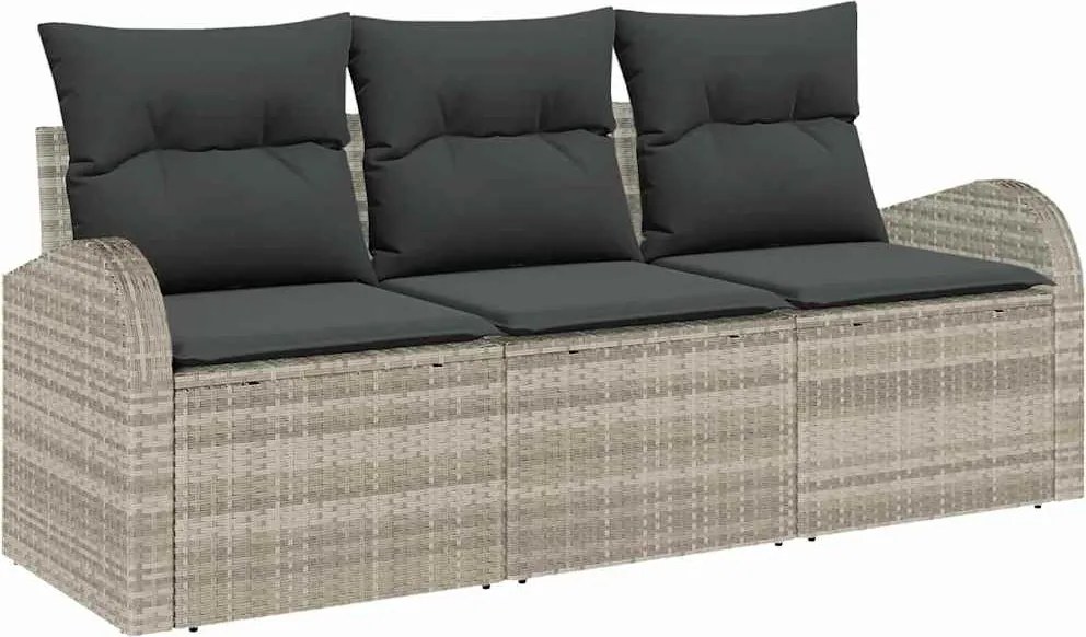 vidaXL Set de canapele pentru grădină 3 pcs Gri deschis Rattan poli