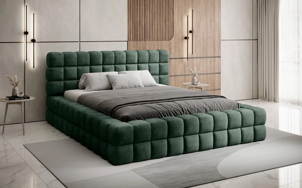 Pat lemn masiv Tapitat Tetrix Personalizabil 140/160/180x200cm - 180x200, Touch 100