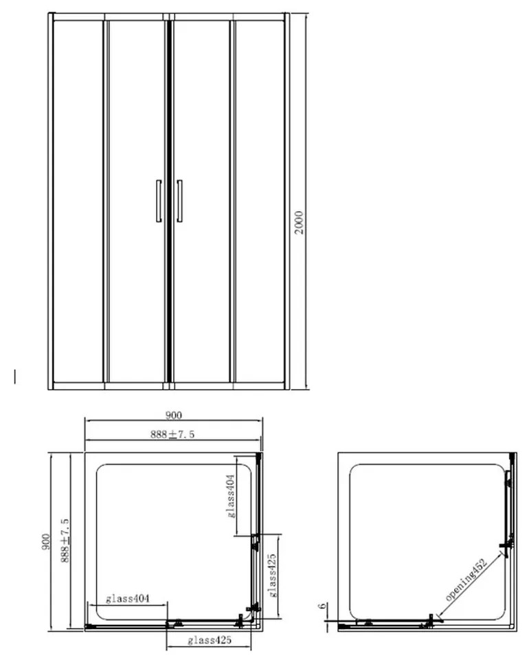 Cabina dus patrata crom 80x80 cm, Mediterraneo, Hector 800x800 mm