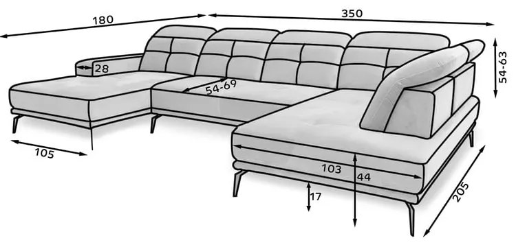 Colțar bej (cu colț pe partea dreaptă/în formă de "U") Bretan – ELTAP