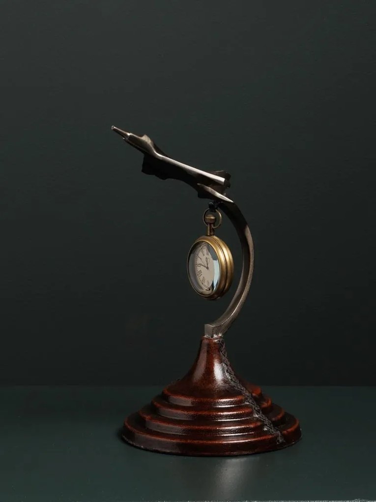 Ceas de masa, decorativ, pe suport din otel, Time Flies