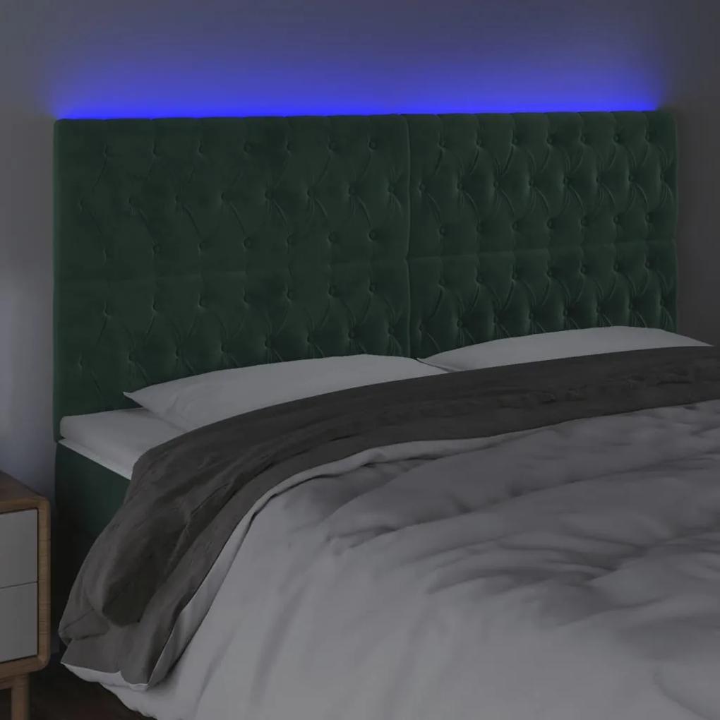 Tablie de pat cu LED, verde inchis, 180x7x118 128 cm, catifea 1, Verde inchis, 180 x 7 x 118 128 cm
