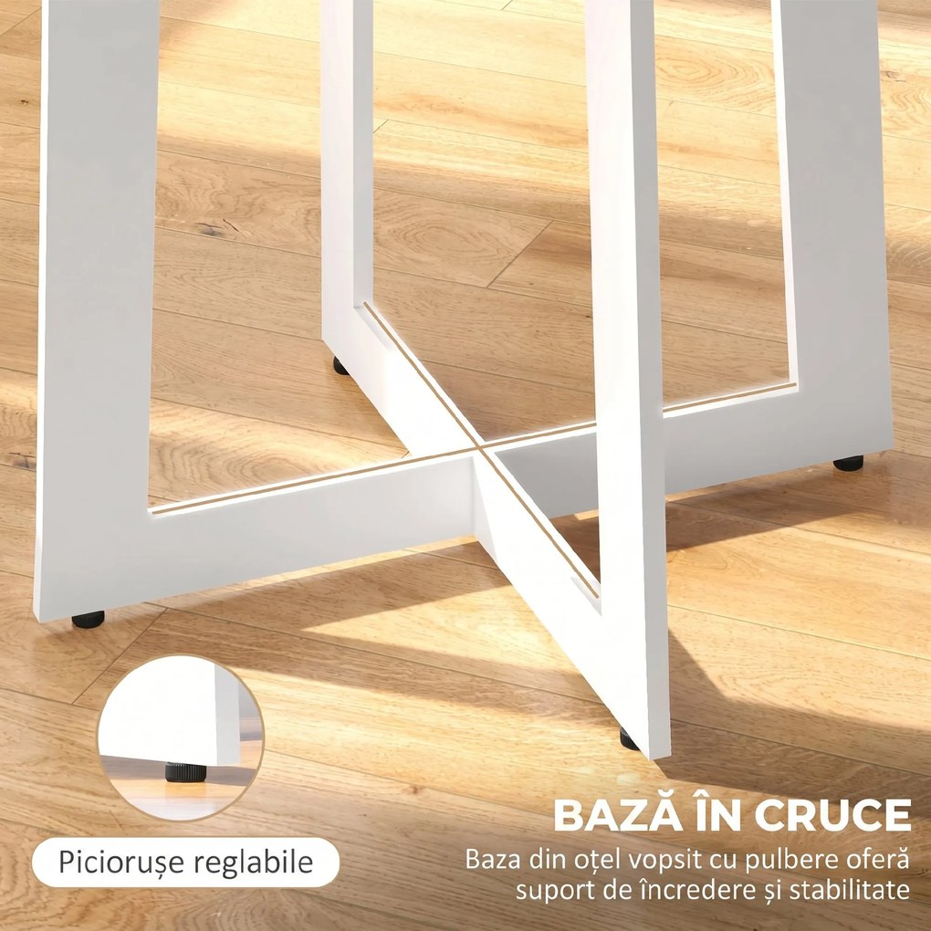 HOMCOM Masă rotundă pentru 4 persoane, masă de bucătărie modernă