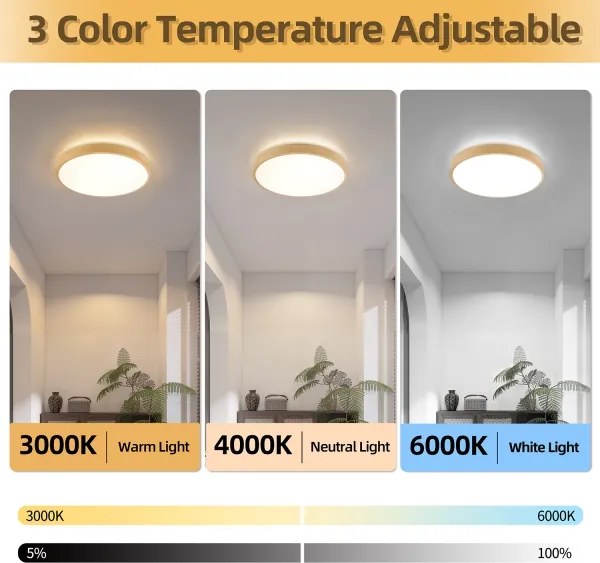 Brilagi-LED Corp de iluminat reglabil GLASS POOL DOUBLE LED, 48W, 230V, 40 cm, decor lemn + telecomandă
