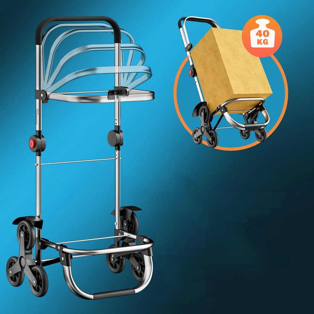 Geantă de cumpărături pe roți pentru scări COMFORT, 50L, albastru Monzana