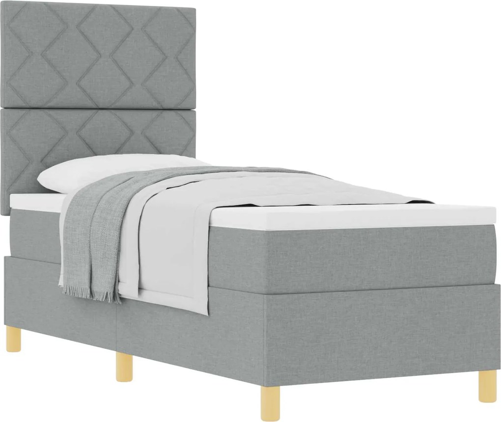 vidaXL Pat cu arcuri cu saltea Gri deschis 80 x 200 cm țesătură