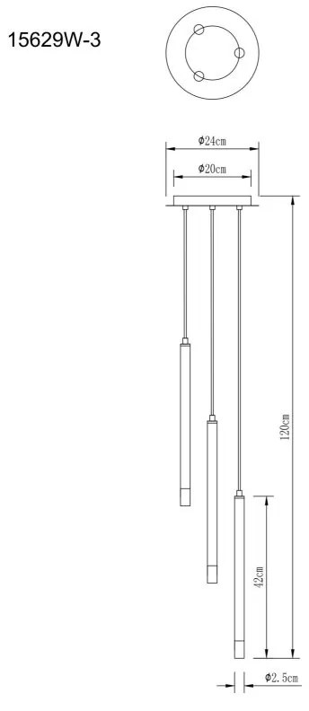 Lustra cu 3 Pendule metal alb RYAN pentru dormitor