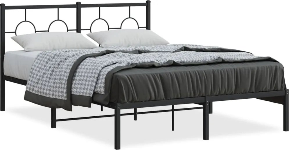 vidaXL Cadru de pat metalic cu tăblie, negru, 140x200 cm