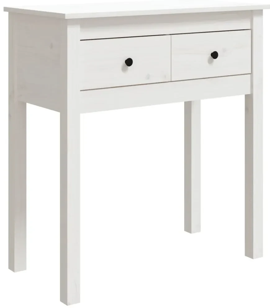 814610 vidaXL Masă consolă, alb, 70x35x75 cm, lemn masiv de pin