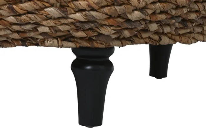 Măsuță de cafea rotundă din fibre naturale, natur și negru, cu împletitură în spirală, finisaj natural, 46 x 119 cm, „Lunaria” – Ethnic Collections