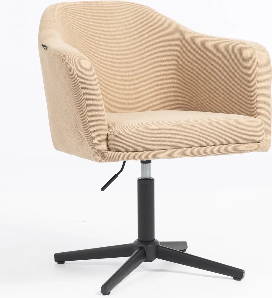 HR832CROSS Scaun Catifea Reiată Premium culoare Bej Ghimbir cu Bază Neagră