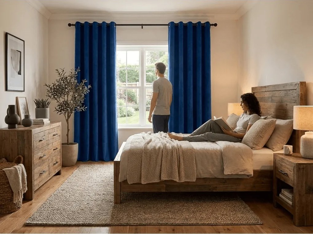 Draperie opaca ELVIO VELVET 140x250 cm, albastru marin Agatat: Rejansa
