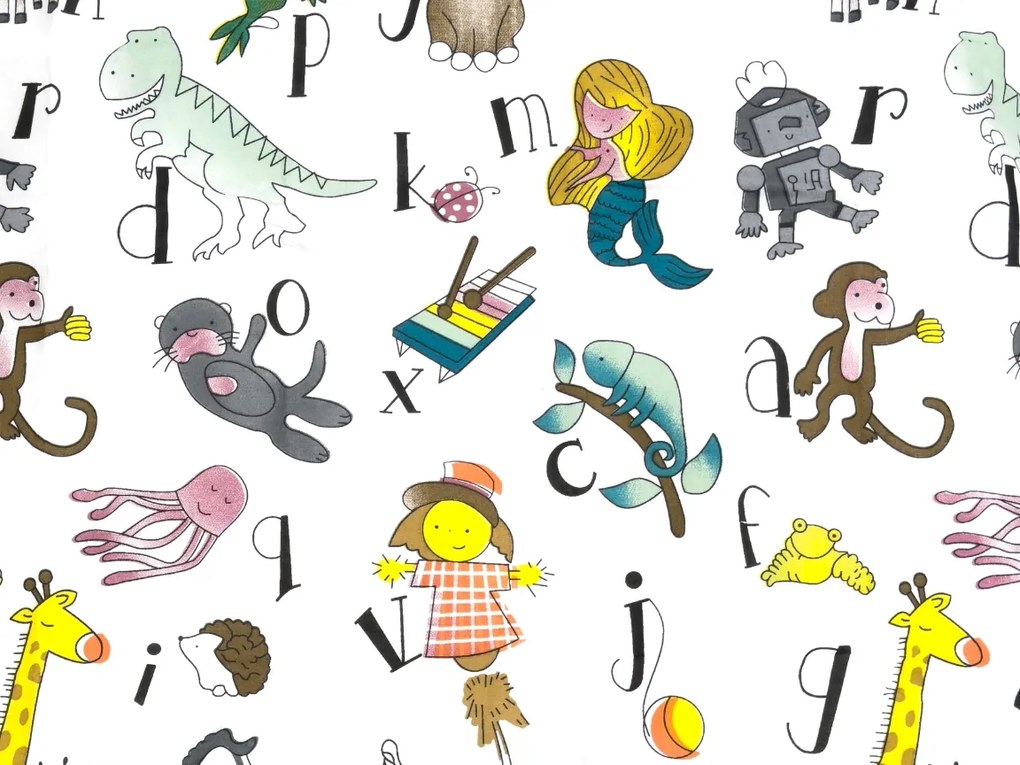 Lenjerie de pat din bumbac pentru patut KIDS ALPHABET alb Dimensiune lenjerie de pat: 45 x 65 cm | 90 x 135 cm