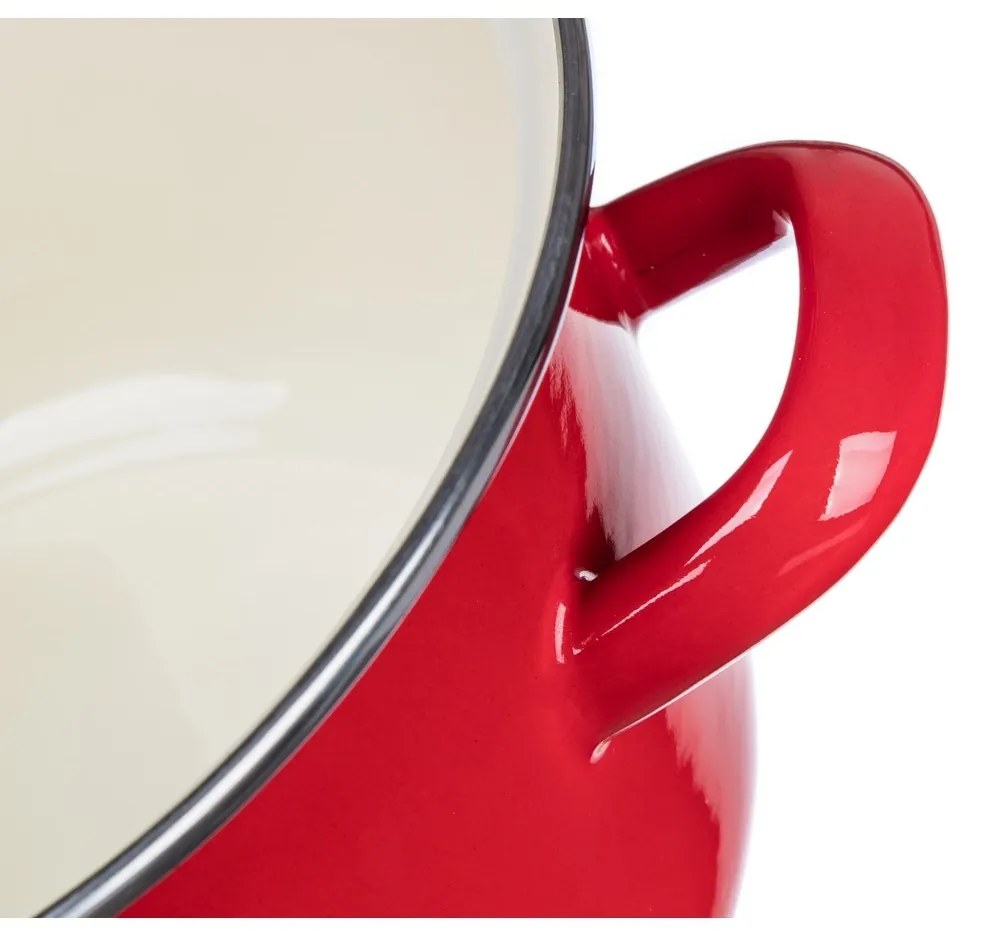 Oală emailată cu capac Banquet Milton roșu, 20 cm, 3,4 l, 20 cm