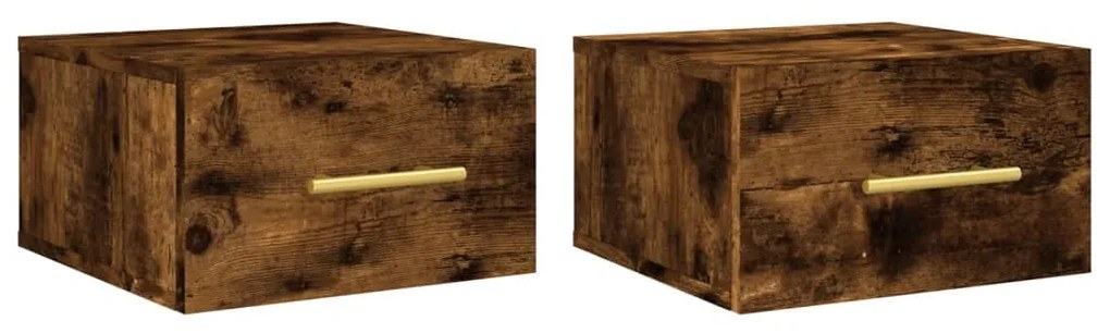 vidaXL Noptiere de perete, 2 buc., stejar afumat, 35x35x20 cm