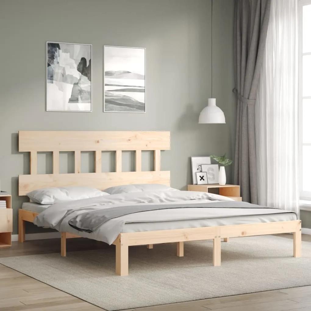3193606 vidaXL Cadru de pat cu tăblie, 160x200 cm, lemn masiv