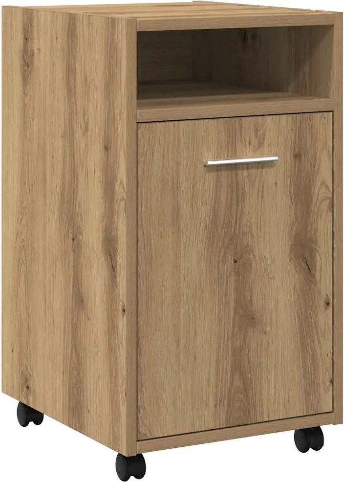 vidaXL Dulap TV cu roți stejar artizanal 33x38x60 cm lemn prelucrat