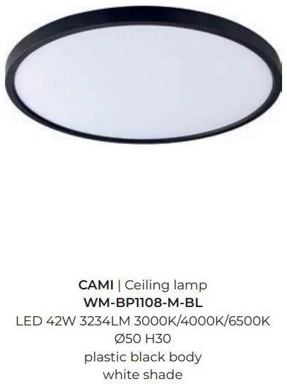 Plafoniera LED moderna design slim CAMI 50cm, negru
