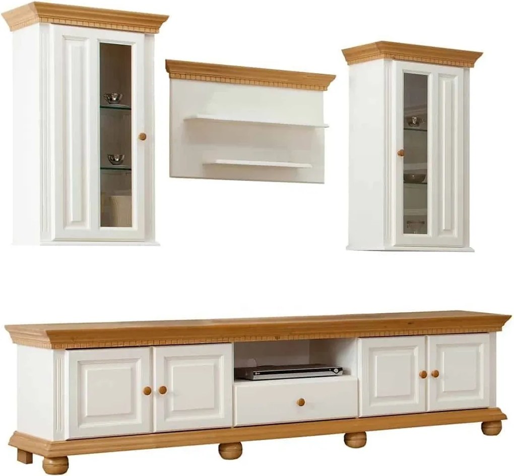 Set lemn masiv natur Living Margaret Model B Alb/