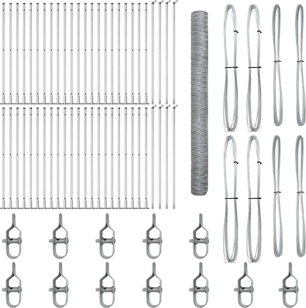 vidaXL Stâlp de gard. Argintiu 100 x 1,4 m (plasă de 50 mm) Oțel