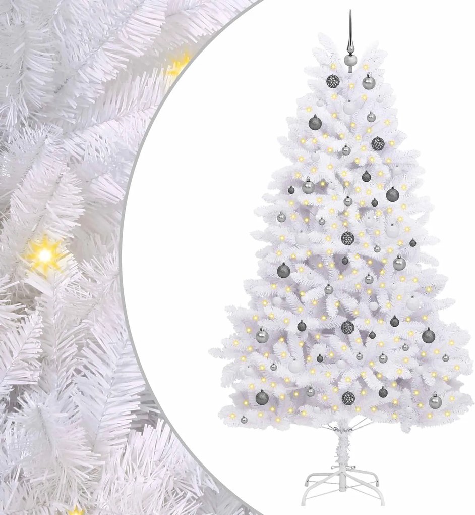 vidaXL Brad de Crăciun artificial Alb 120 x 120 x 240 cm PVC și Metal