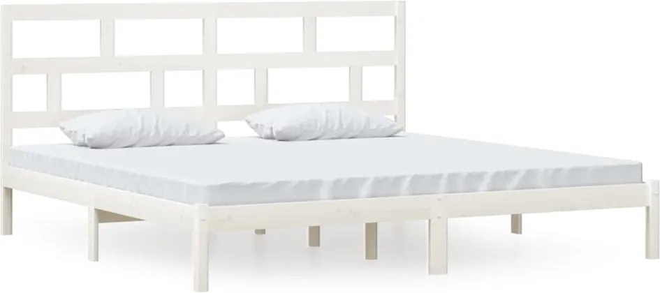vidaXL Cadru de pat, alb, 200x200 cm, lemn masiv de pin