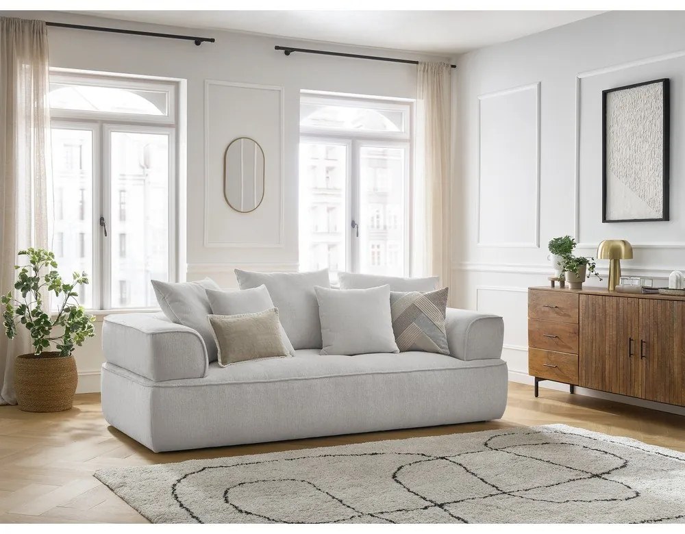 Canapea gri deschis cu tapițerie din chenille 237 cm Whesley – Bobochic Paris