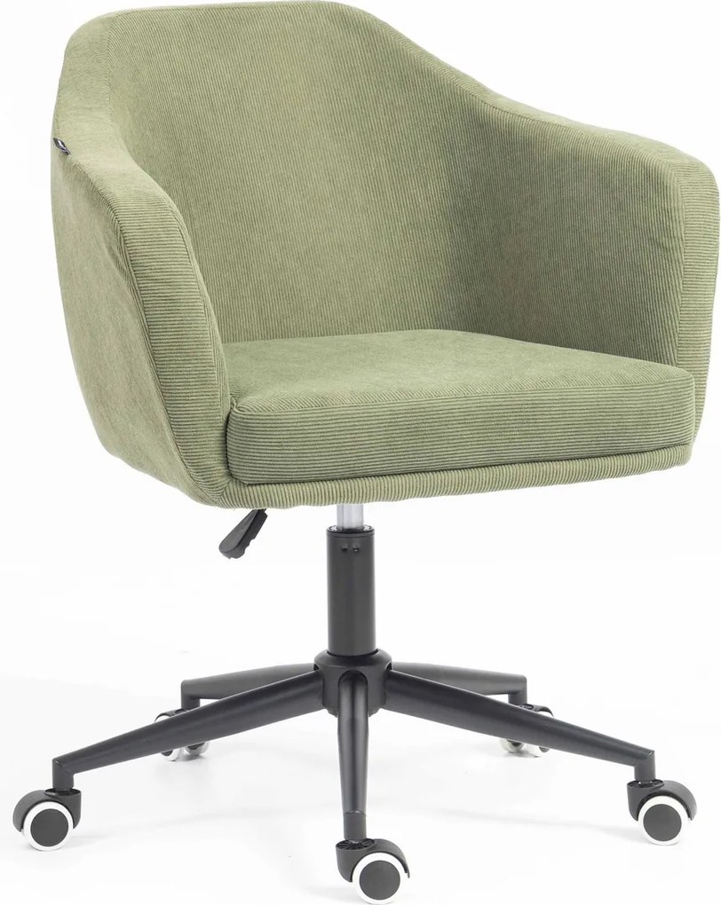 HR832K Scaun Catifea Reiată Premium culoare verde salvie cu Bază Neagră