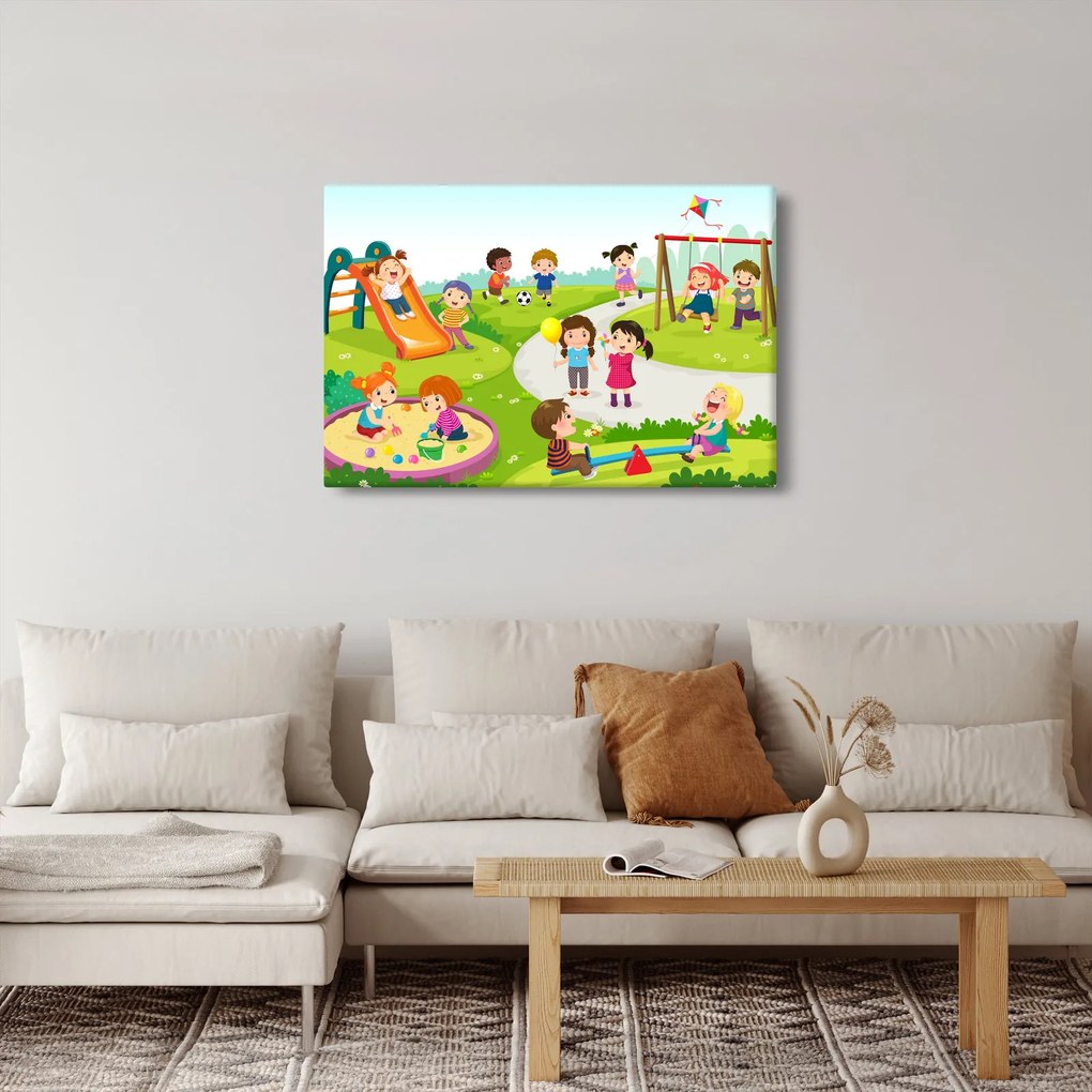 Tablou cu bucuriile copiilor în nisip (90x60 cm)