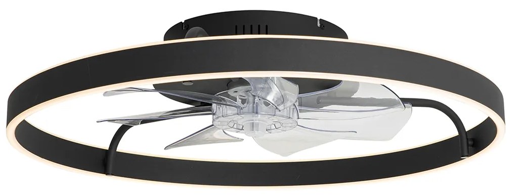 Ventilator de tavan Negru 70cm Inclusiv LED dimabil cu telecomandă - Maddy