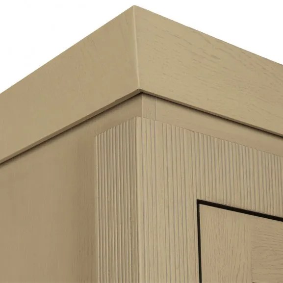 Vitrina Casablanca, 1 Usa si 2 Sertare, Crem Dune si Interior Negru, 67.5 Cm