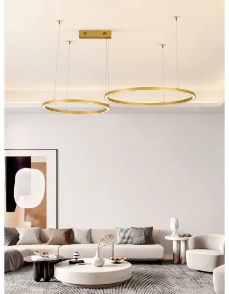 Lustră LED dimabilă Immax NEO 07218L FINO 93W/230V 60/80 cm auriu Tuya + telecomandă