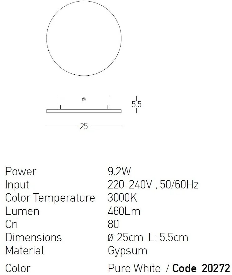 Aplica LED cu lumina ambientala Aviel D-25cm