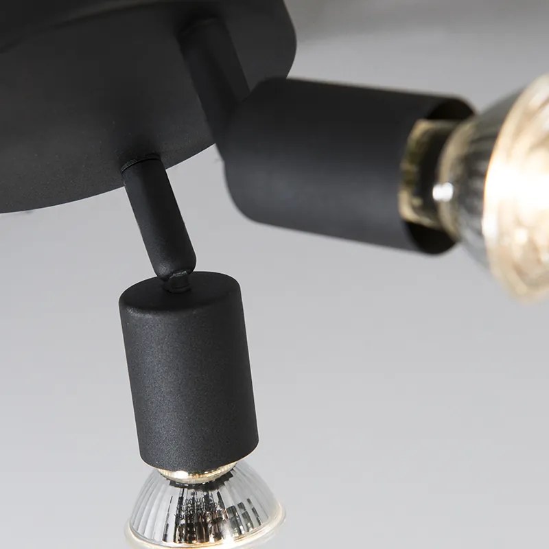 Spotlight industrial negru inclinabil rotund cu 3 lumini - Jeany