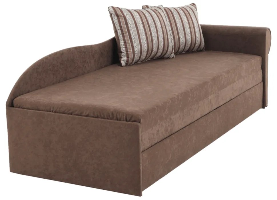 Divan extensibil, maro/cu perne modelate, dreapta, AGA D