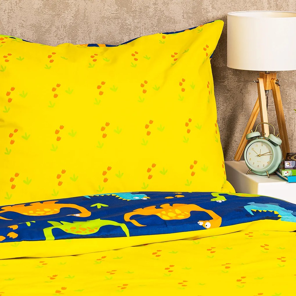 Lenjerie de pat copii, din bumbac, 4Home Dino, 140 x 200 cm, 70 x 90 cm