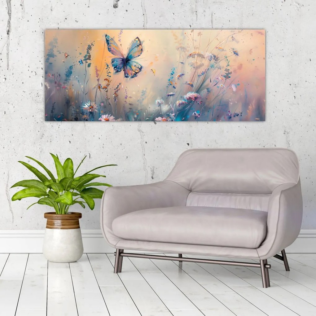 Tablou - Pajiște cu Fluture II (120x50 cm)