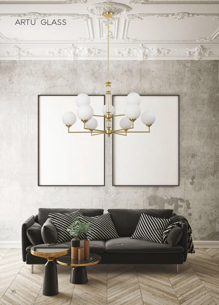 Lustra 8 brate moderna realizata manual Artu Glass