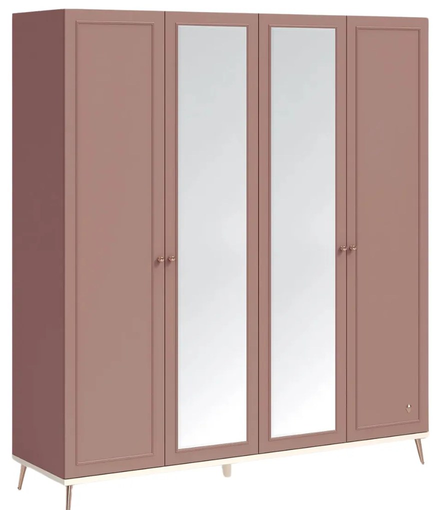 Dulap Premium 4 Usi Elegance Roz-Crem cu Ventilatie si Sisteme Premium, 200x58x223 cm