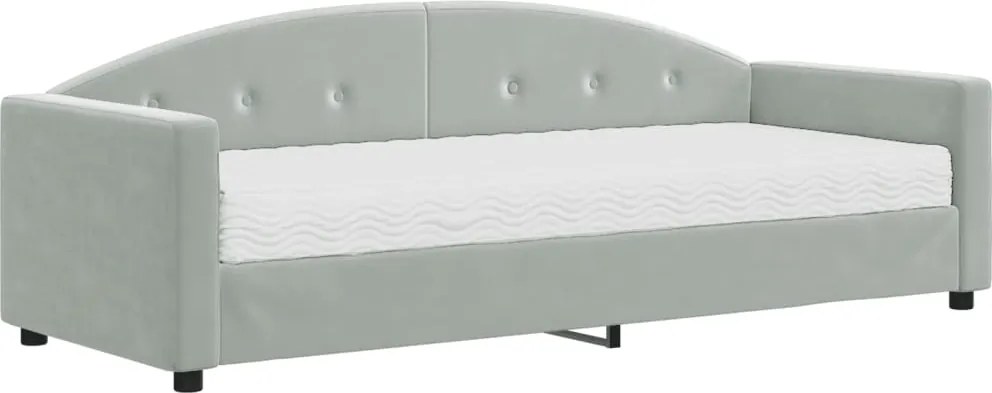 vidaXL Pat de zi cu saltea, gri deschis, 80x200 cm, catifea