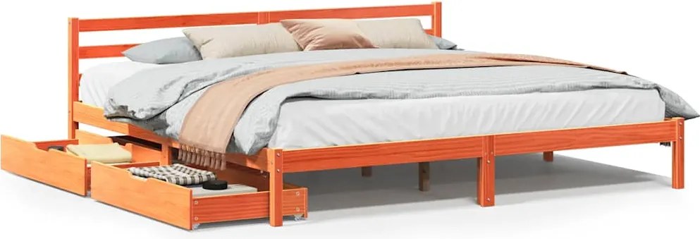 vidaXL Cadru de pat fără saltea, maro ceruit 180x200 cm lemn masiv pin