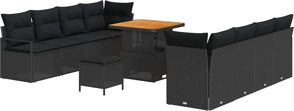 vidaXL Set de canapele pentru grădină cu pernă Negru 80 x 80 x 71 cm