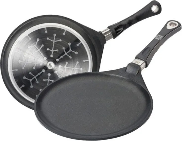 Planșetă pentru clătite AMT Gastroguss 128, 28 cm, Aluminiu turnat, Acoperire antiaderentă Lotan®, Până la 240°C, Negru