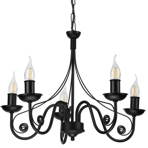 Lustră pe lanț DONATO 5xE14/40W/230V negru